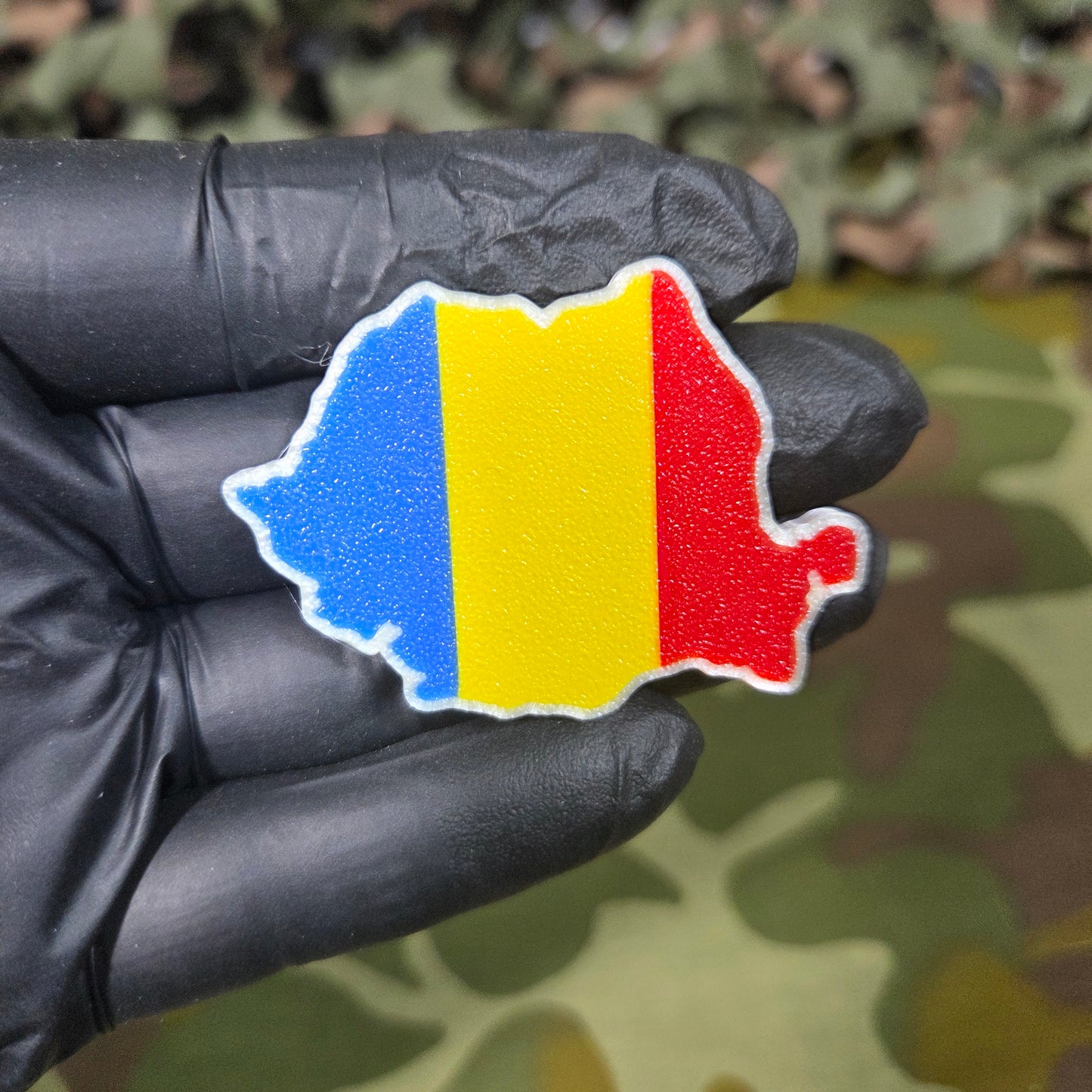 Magnet Tricolor Harta României Argintiu