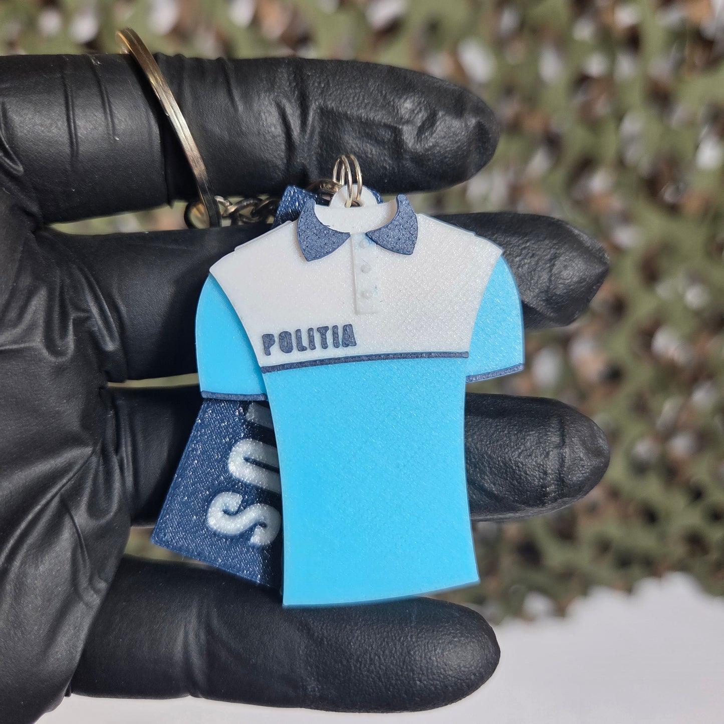 Breloc Personalizat MiniGrad + Tricou Rutieră Alb/Bleu