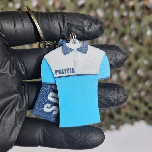 Breloc Personalizat MiniGrad + Tricou Rutieră Alb/Bleu