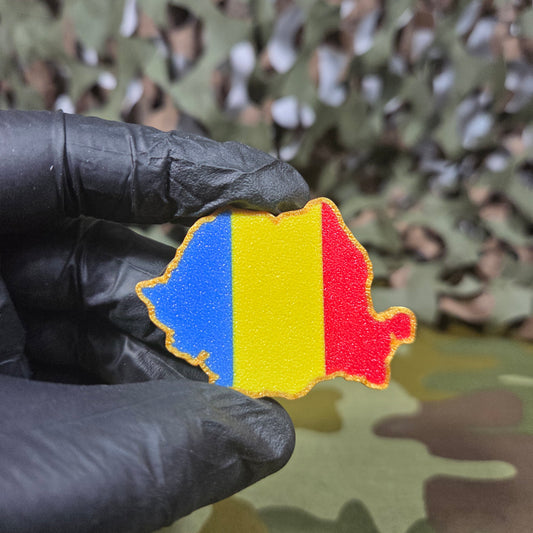 Magnet Tricolor Harta României Auriu